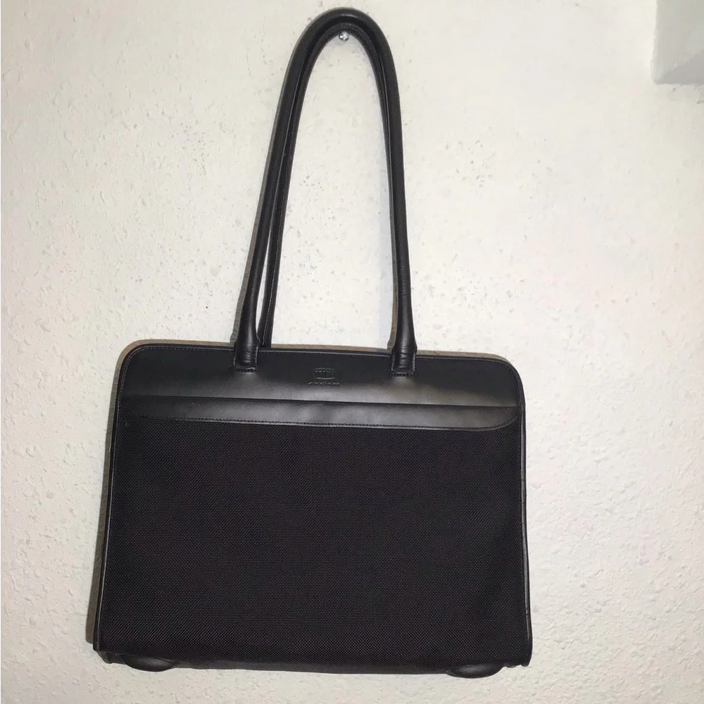 Bric’s black nylon/leather laptop shoulder bag